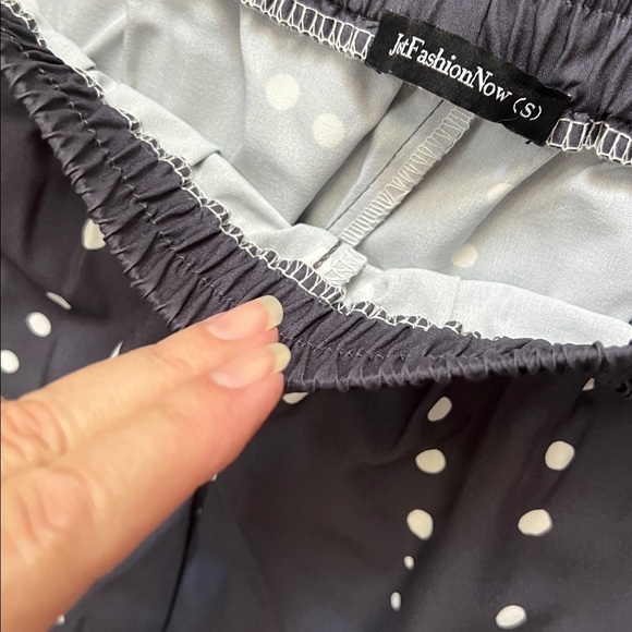 Silky navy & white pants S - Picture 4 of 6